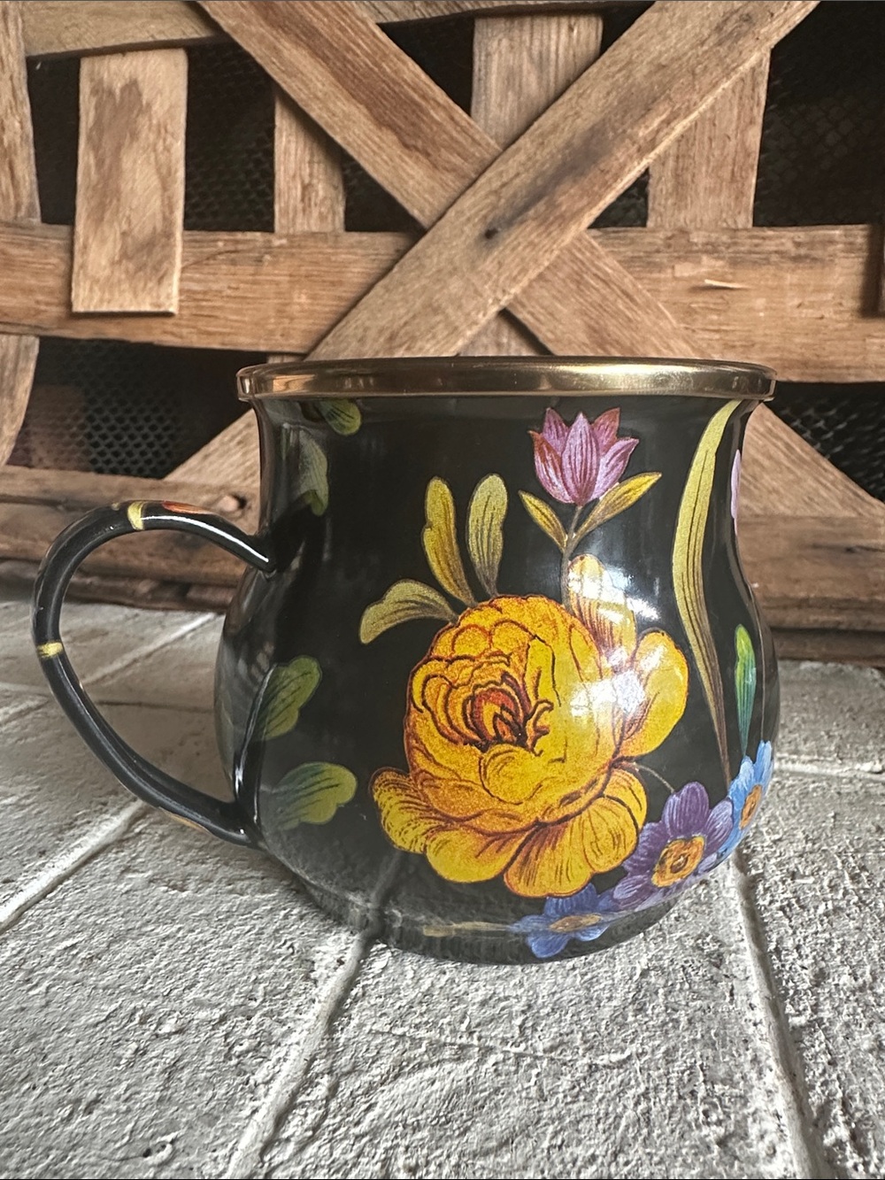 MacKENZiE CHiLDS Flower Market Coffee Mug Enameled